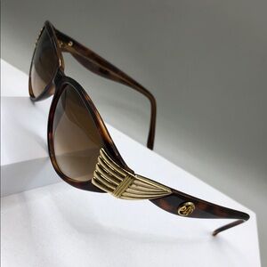 Brigitte Bardot Canaries Sunglasses Vintage France Elongated Oval Tortoise Gold